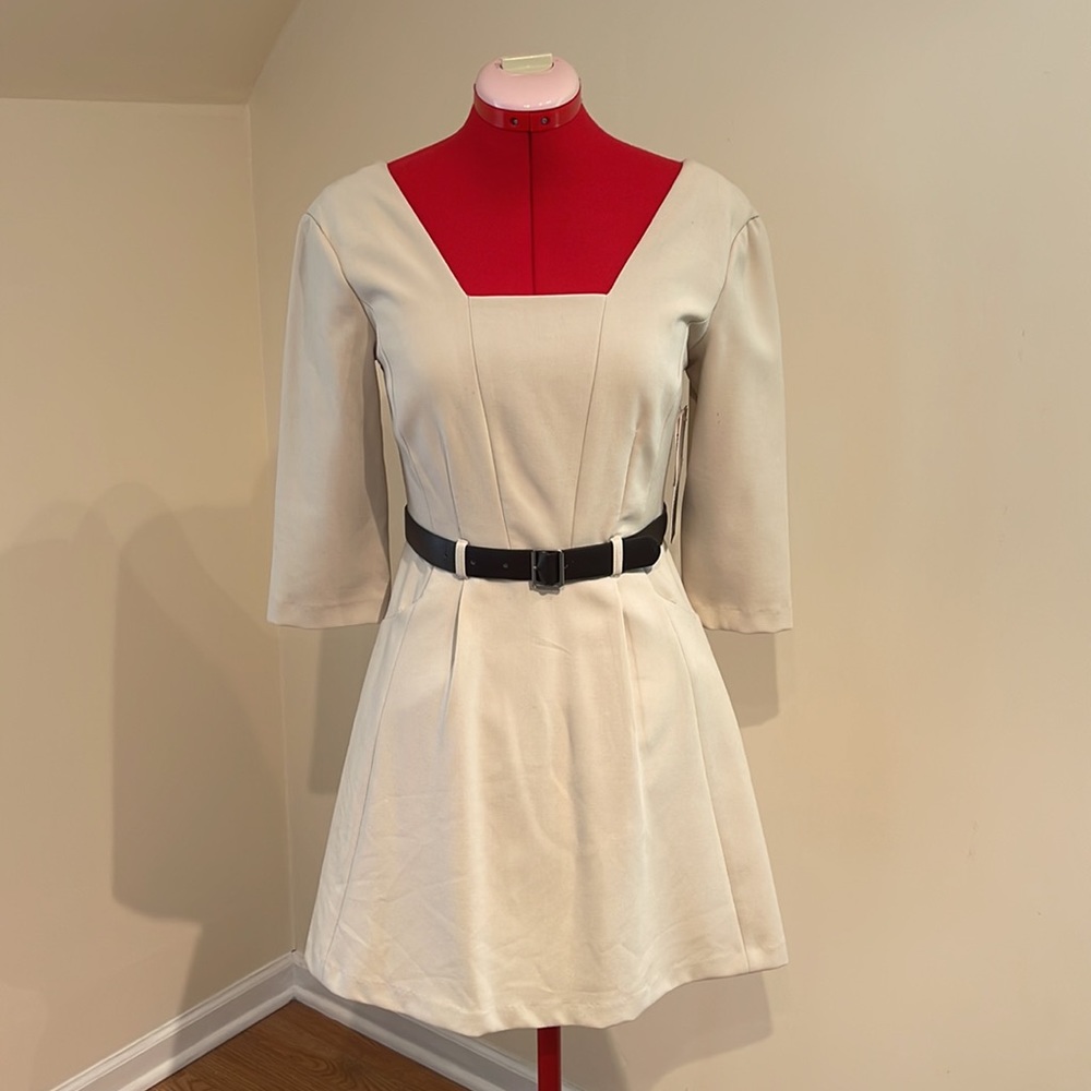Kensie Belted Khaki Dress